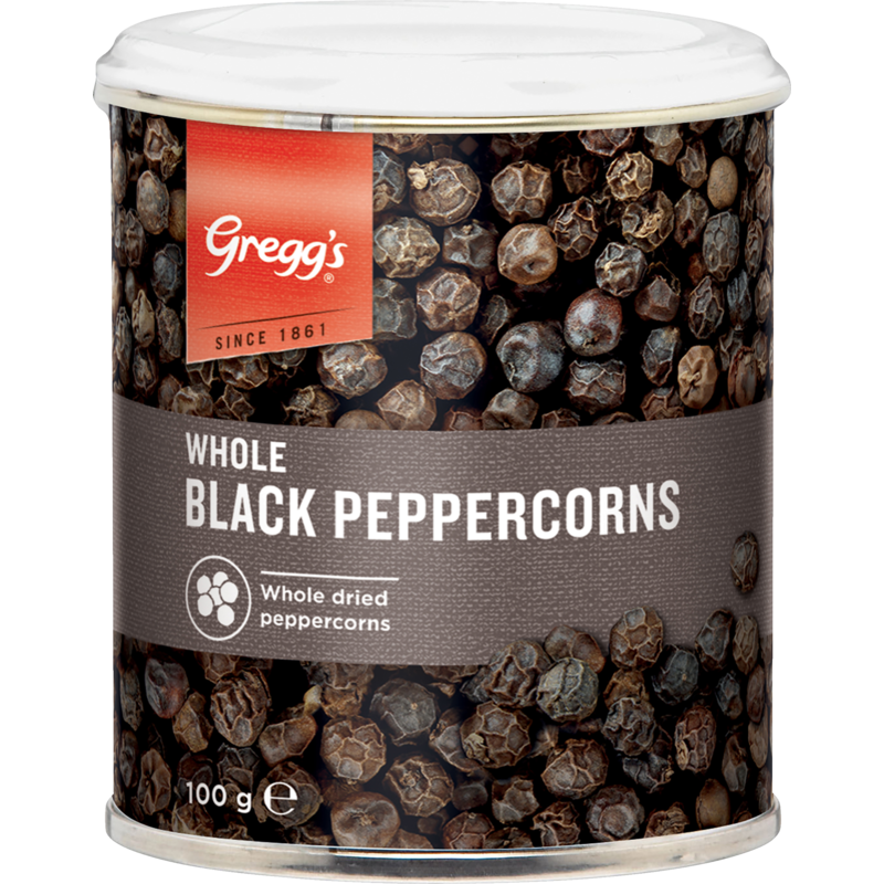 Greggs - Whole Black Peppercorns Pot 100gm