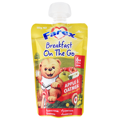 Farex Breakfast On the Go Apple And Oatmeal 6+ Months Pouch 120g