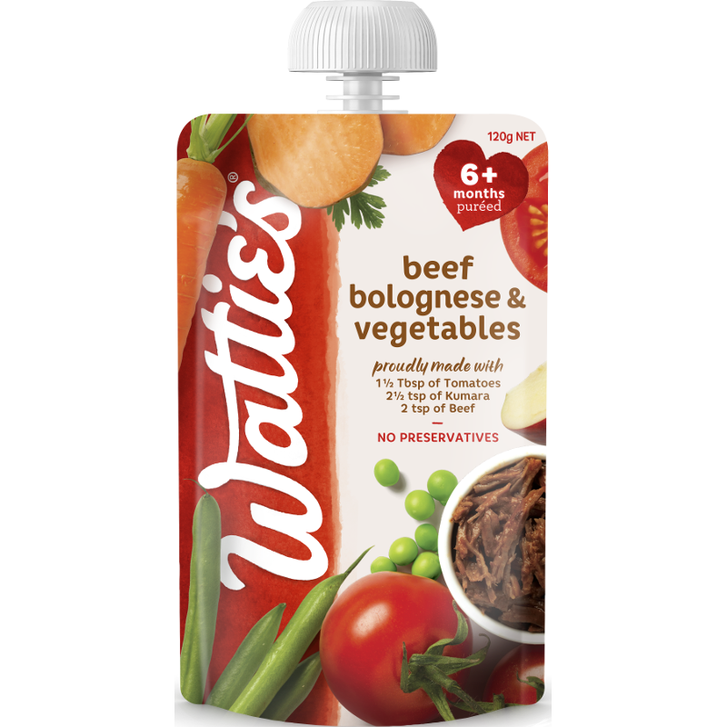 Watties Beef Bolognese & Vegetables Baby Food 6+ Months Pouch 150g