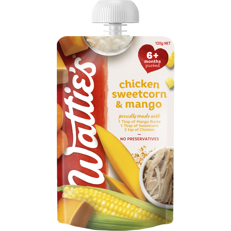 Watties Chicken Sweetcorn Mango Baby Food 6+ Months Pouch 120g