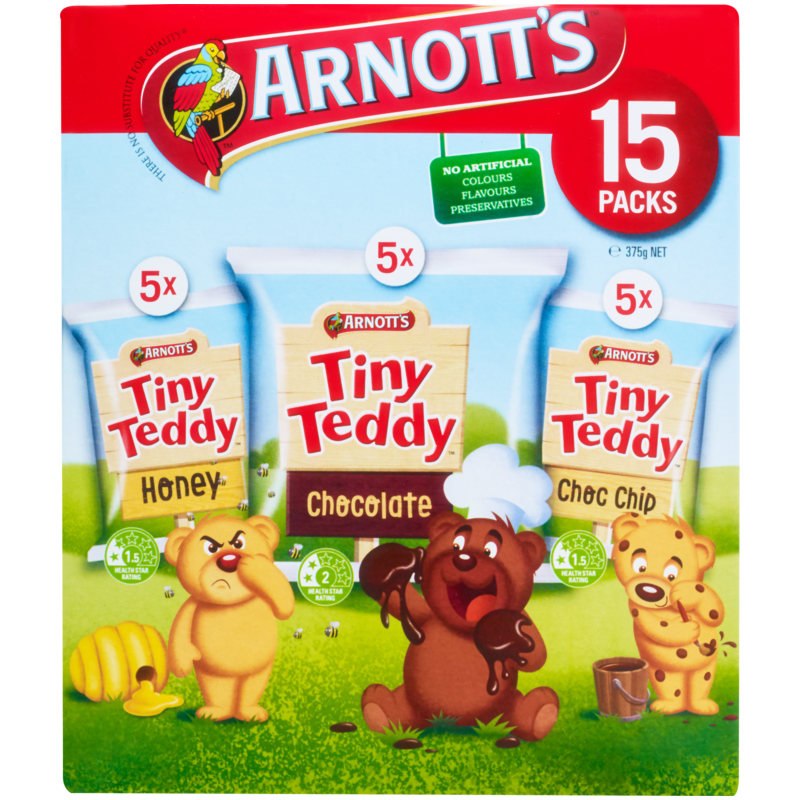Arnotts Tiny Teddy Variety Biscuits Multipack 15pk 375g