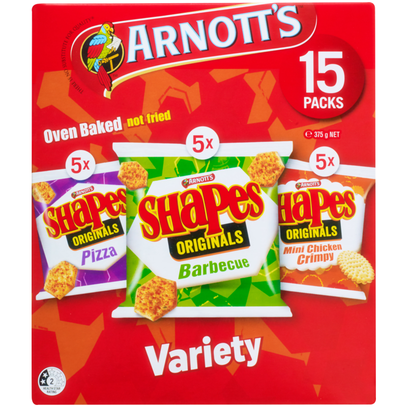 Arnotts Shapes Variety Crackers 15pk 375g