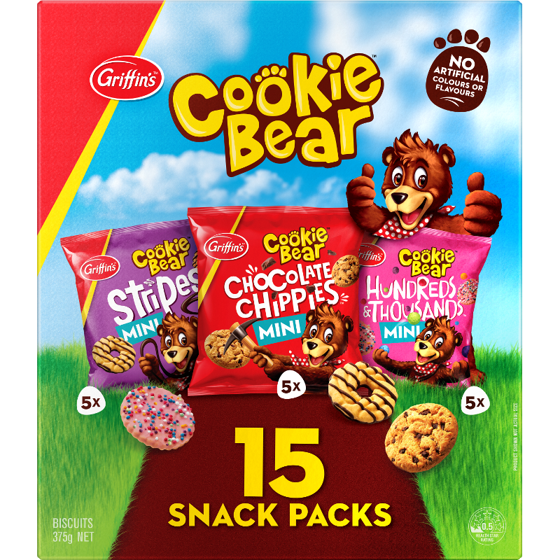 Griffins Cookie Bear Biscuits Snack Packs 15pk 375g