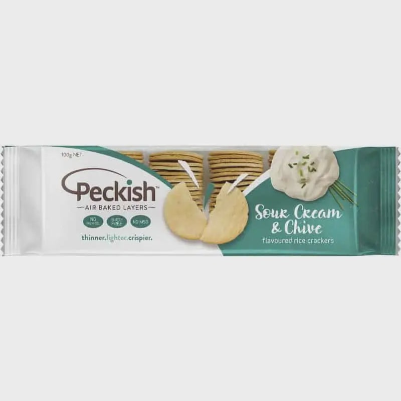 Peckish Sour Cream & Chives Rice Crackers 100g