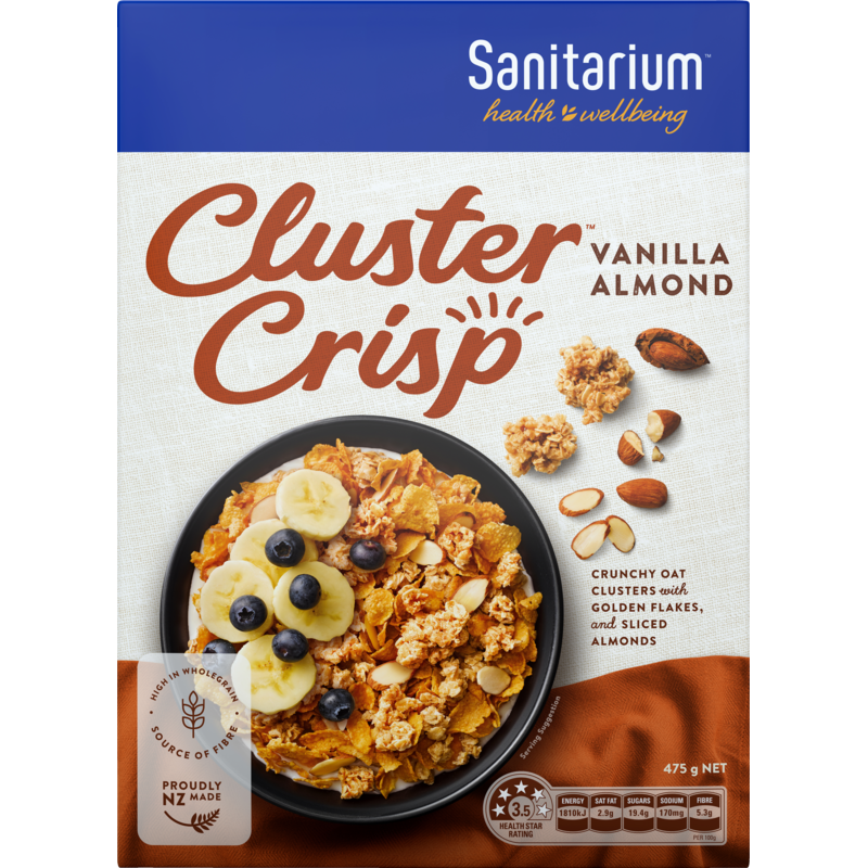 Sanitarium Cluster Crisp Vanilla Almond Cereal 475g