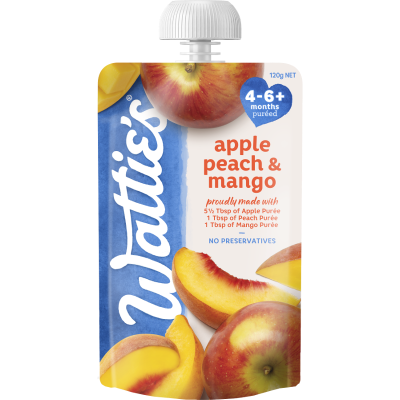 Watties Apple Peach & Mango Pouch 120g