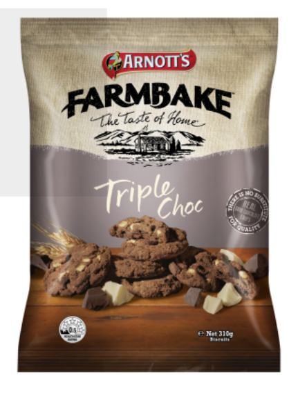 Arnotts Farmbake Triple Choc Cookies 310g